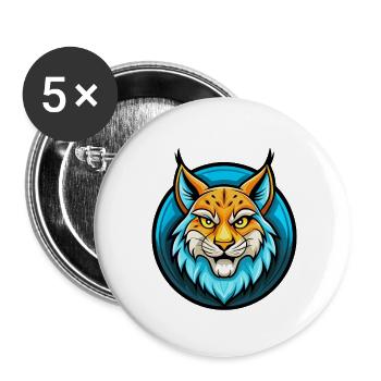 Luchs Bunt Kawaii Cartoon Figur Clipart Haustier - Buttons klein 25 mm (5er Pack) - Weiß - Vorne