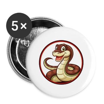 Anaconda Bunte Kawaii Cartoon Figur Clipart - Buttons klein 25 mm (5er Pack) - Weiß - Vorne