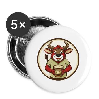 Bongo Bunte Kawaii Cartoon Figur Clipart - Buttons klein 25 mm (5er Pack) - Weiß - Vorne