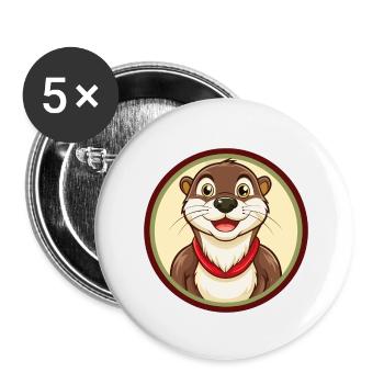 loutre coloré kawaii dessin animé personnage clipart - Lot de 5 petits badges (25 mm) - blanc - Devant