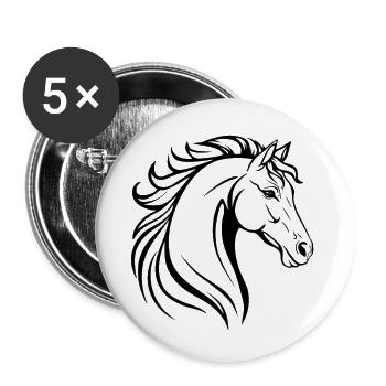 Illustration de cheval - Lot de 5 petits badges (25 mm) - blanc - Devant