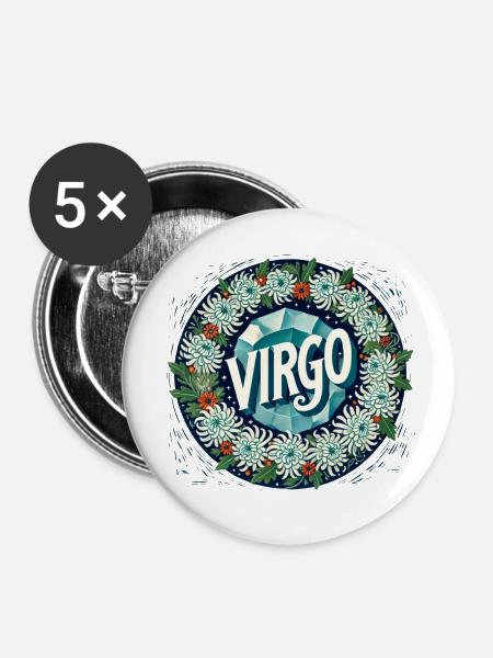 Jungfrau - Buttons klein 25 mm (5er Pack) - Weiß