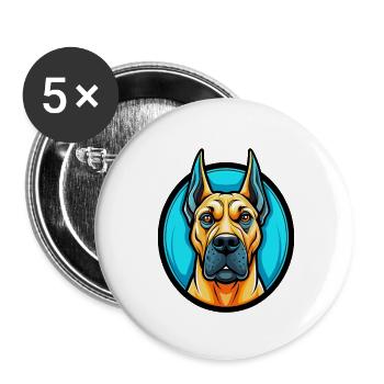 Deutsche Dogge Hund Bunte Kawaii Zeichentrickfigur - Buttons klein 25 mm (5er Pack) - Weiß - Vorne