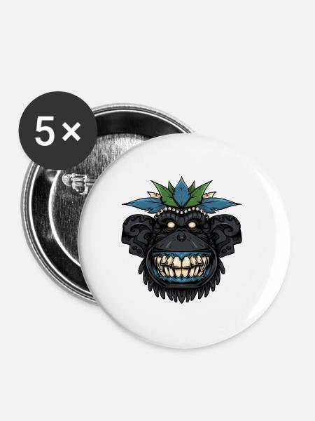 Tiki-Schimpanse - Buttons klein 25 mm (5er Pack) - Weiß