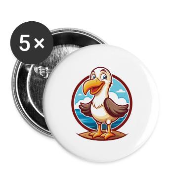 Albatross Funny Kawaii Cartoon Clipart Animal Pet - Buttons small 1''/25 mm (5-pack) - white - Front