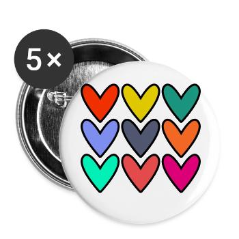 CŒUR. PAPA. MAMAN. EVJF. BEBE. ENFANT. COEUR. FÊTE - Lot de 5 petits badges (25 mm) - blanc - Devant