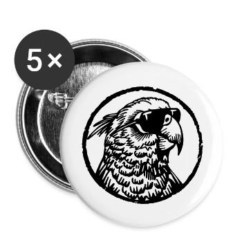 Papagei Vogel - Buttons klein 25 mm (5er Pack) - Weiß - Vorne