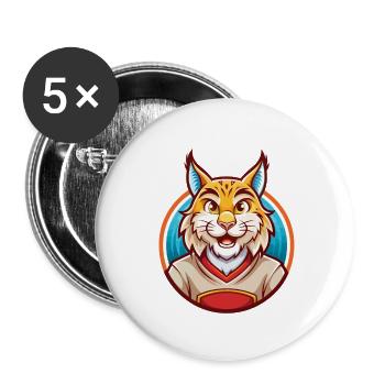 Luchs Niedlich Lustig Kawaii Cartoon Clipart Tier Haustier - Buttons klein 25 mm (5er Pack) - Weiß - Vorne