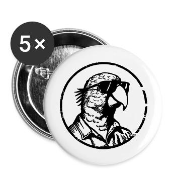 Papagei Vogel - Buttons klein 25 mm (5er Pack) - Weiß - Vorne