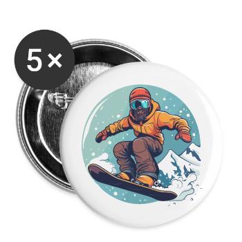 Snowboarding Graphics - Buttons small 1''/25 mm (5-pack) - white - Front