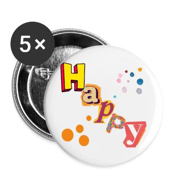 Happy Vibes - Buttons klein 25 mm (5er Pack) - Weiß - Vorne
