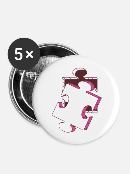 VOLLSTÄNDIG - Buttons klein 25 mm (5er Pack) - Weiß