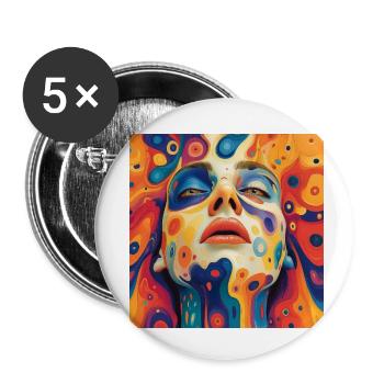 Visage Psychédélique - Lot de 5 petits badges (25 mm) - blanc - Devant