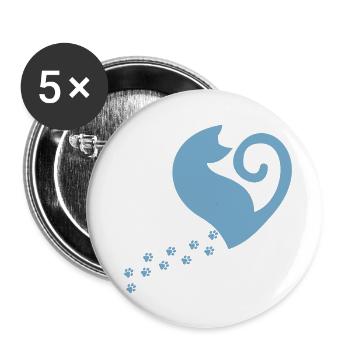 Cat Day blue - Buttons klein 25 mm (5er Pack) - Weiß - Vorne