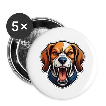 Wild angry beagle combatif motivation sport - Lot de 5 petits badges (25 mm) - blanc - Devant