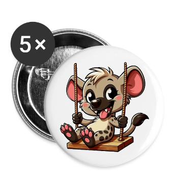 Süße Hyäne Schaukeln Spielplatz Cartoon - Buttons klein 25 mm (5er Pack) - Weiß - Vorne