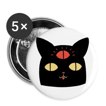 Cat and Third Eye - Buttons small 1''/25 mm (5-pack) - white - Front