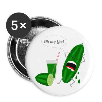 Humorvolles Gurkendesign mit Schrei - Buttons klein 25 mm (5er Pack) - Weiß - Vorne