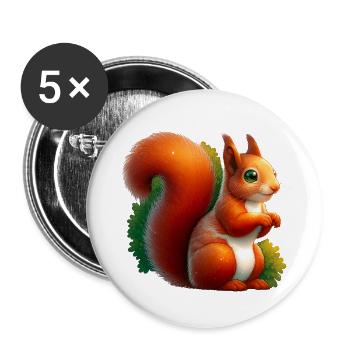 Süßes Eichhörnchen Kleiner König Des Waldes - Buttons klein 25 mm (5er Pack) - Weiß - Vorne