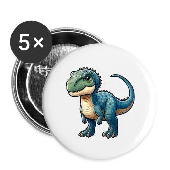 Wild Animal Dinosaur - Buttons small 1''/25 mm (5-pack) - white - Front