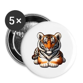 Jeune Tigre: Roi De La Jungle - Lot de 5 petits badges (25 mm) - blanc - Devant