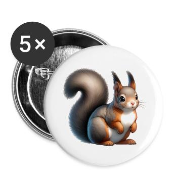 Grey Squirrel - Buttons small 1''/25 mm (5-pack) - white - Front