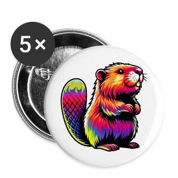 Beaver - Buttons small 1''/25 mm (5-pack) - white - Front