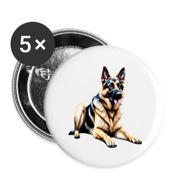 German Shepherd - Buttons small 1''/25 mm (5-pack) - white - Front