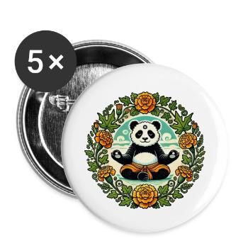 Zen Panda Ours - Lot de 5 petits badges (25 mm) - blanc - Devant