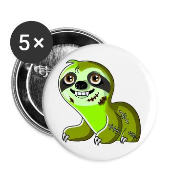 Drôle Halloween paresseux zombie dessin animé - Lot de 5 petits badges (25 mm) - blanc - Devant