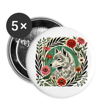 Wolf - Buttons klein 25 mm (5er Pack) - Weiß - Vorne