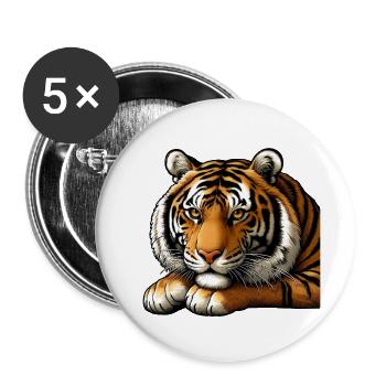 Big Cat Tiger: Master of the Jungle! - Buttons small 1''/25 mm (5-pack) - white - Front