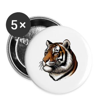 Kopf eines mächtigen und majestätischen Tigers - Buttons klein 25 mm (5er Pack) - Weiß - Vorne