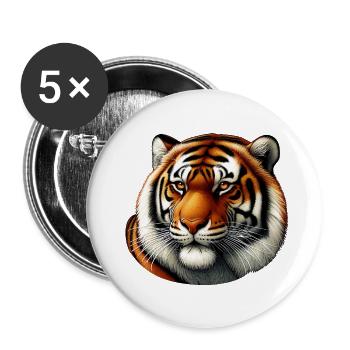 Wildes Tier, Freier Tiger - Buttons klein 25 mm (5er Pack) - Weiß - Vorne