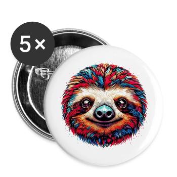 Sloth - Buttons small 1''/25 mm (5-pack) - white - Front