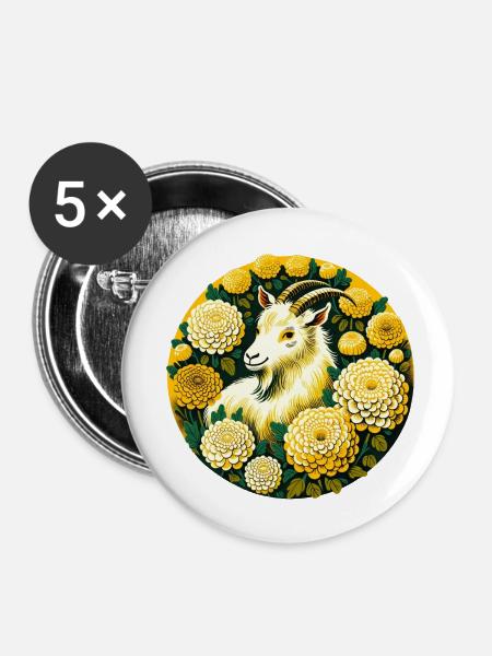 Süße Ziege - Buttons klein 25 mm (5er Pack) - Weiß