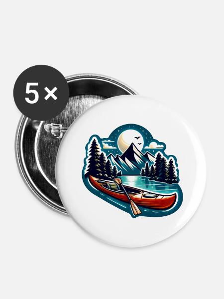 Paddelboot - Buttons klein 25 mm (5er Pack) - Weiß