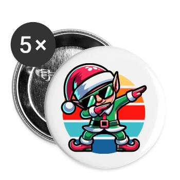 Dabbing Christmas Elf Vintage Sunset - Buttons small 1''/25 mm (5-pack) - white - Front