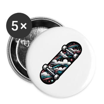 Skateboard fun, cool means of transport - Buttons small 1''/25 mm (5-pack) - white - Front