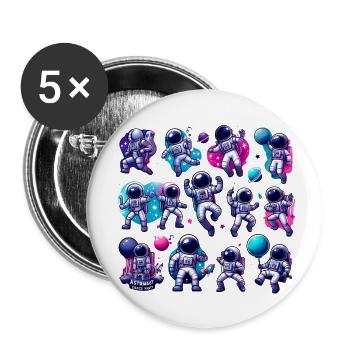 Astronaute Et Planète - Lot de 5 petits badges (25 mm) - blanc - Devant