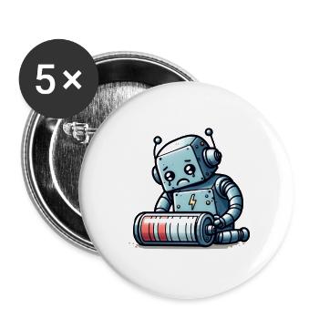 Robot Low Battery Robo-Problems - Buttons small 1''/25 mm (5-pack) - white - Front