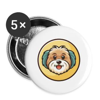 Race de chien havanais Dessin animé coloré Kawaii Clipart - Lot de 5 petits badges (25 mm) - blanc - Devant