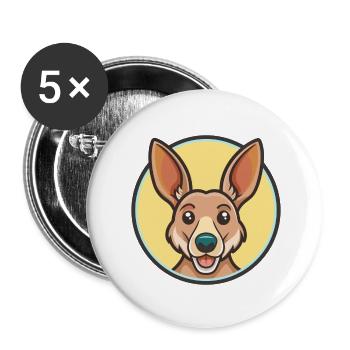 Kangourou Chien Race Dessin animé Kawaii Clipart - Lot de 5 petits badges (25 mm) - blanc - Devant