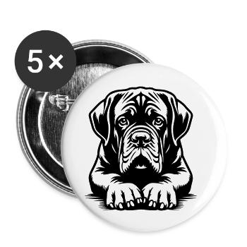 Bordeauxdogge Kopf mit Pfoten - Buttons klein 25 mm (5er Pack) - Weiß - Vorne