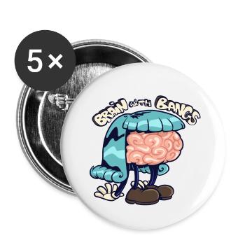 brain with bangs - Buttons small 1''/25 mm (5-pack) - white - Front