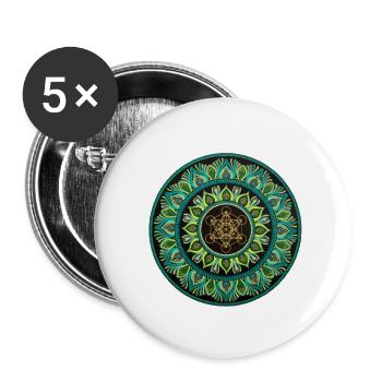 Green Metatron | Sacred Geometry - Buttons small 1''/25 mm (5-pack) - white - Front