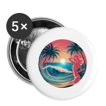 Tropischer Sommer - Buttons klein 25 mm (5er Pack) - Weiß - Vorne