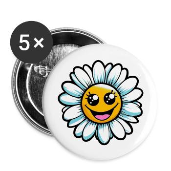 Gänseblümchen - Buttons klein 25 mm (5er Pack) - Weiß - Vorne