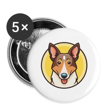 Smooth Collie Hunderasse Cartoon Kawaii Clipart Haustier - Buttons klein 25 mm (5er Pack) - Weiß - Vorne