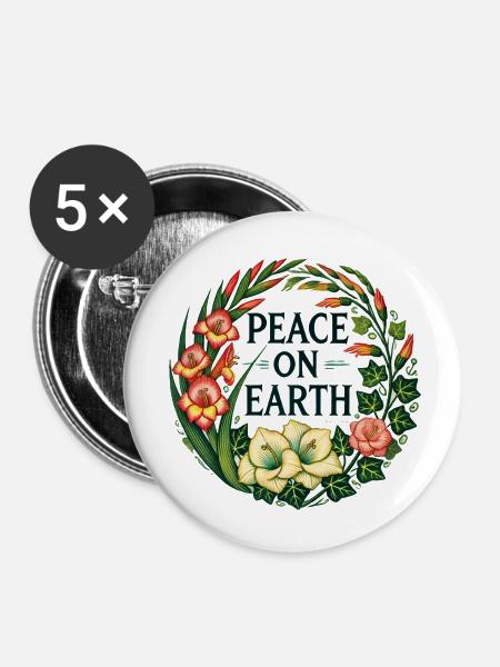 Friede auf Erden - Buttons klein 25 mm (5er Pack) - Weiß
